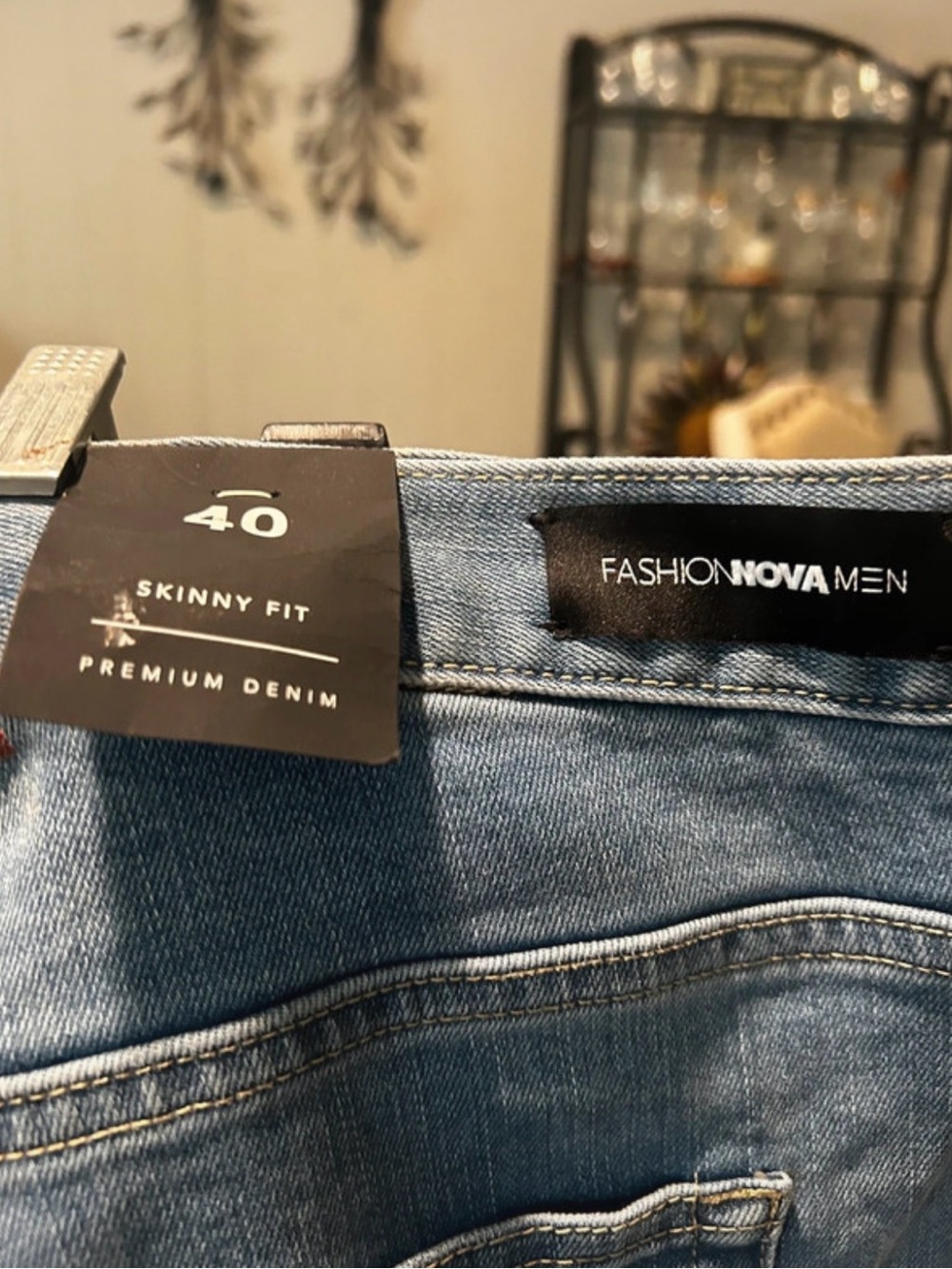 Fashion Nova Men Skinny Fit Light Wash Blue Jeans